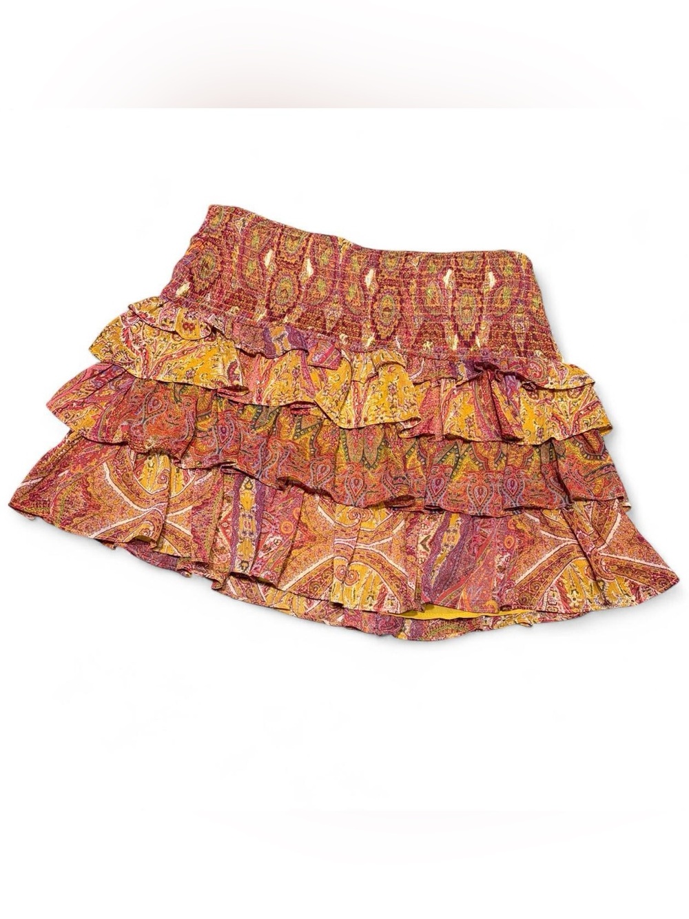 Zara Tiered Ruffle Colorful Mini Skirt